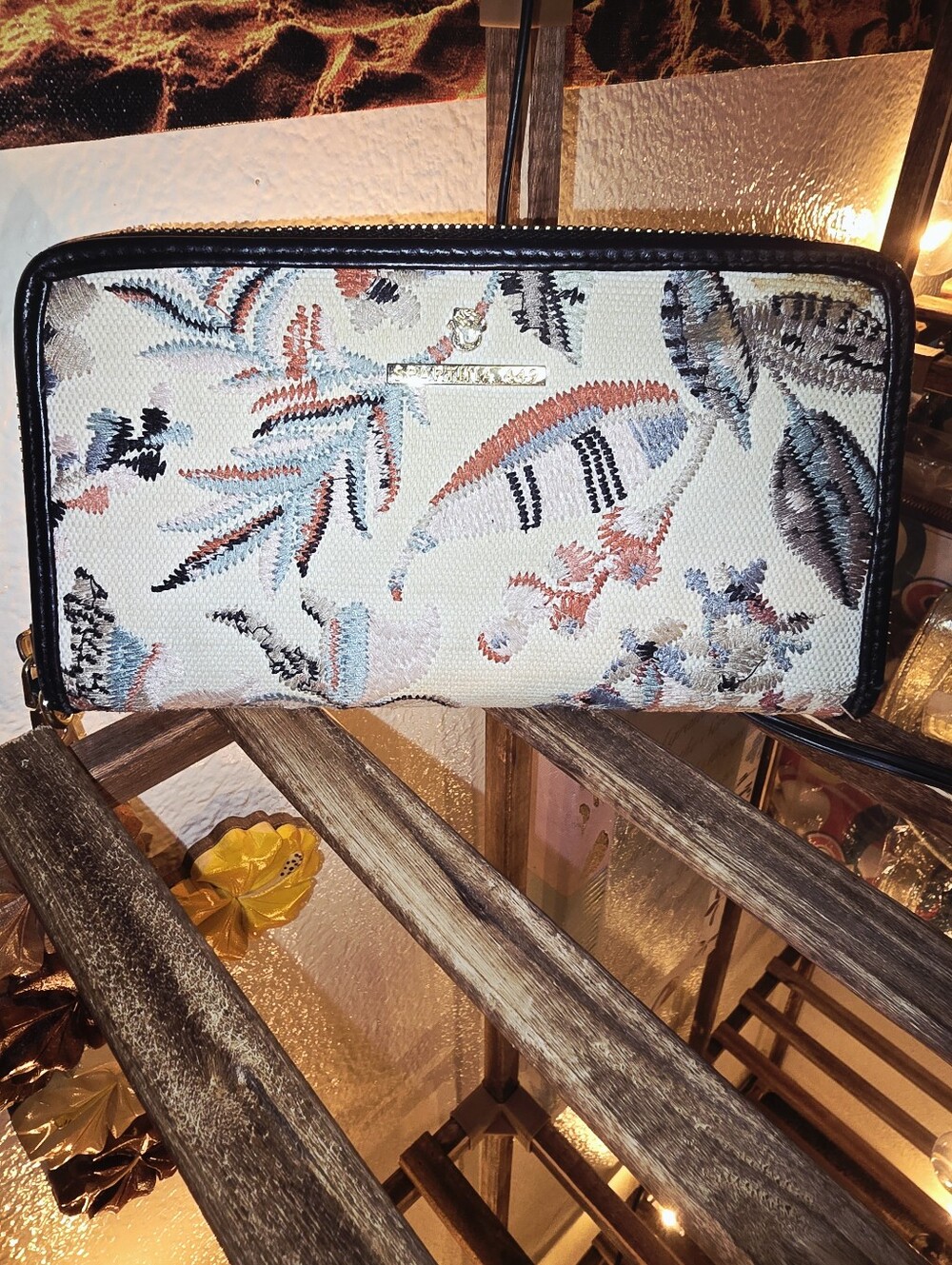 Spartina 449 Floral Embroidered Zip Wallet